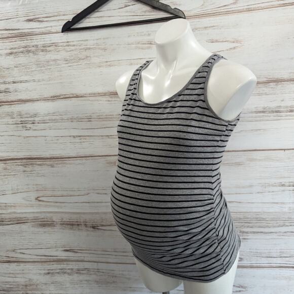 Motherhood Maternity Gray and Black Stripe Tank Top sz Small - Picture 1 of 5